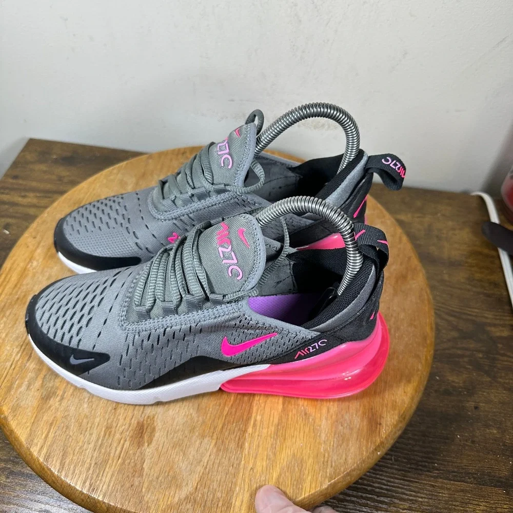 Nike Air Max 270 Grey Pink Black Womens Running Shoes 943345-031 Size 6.5